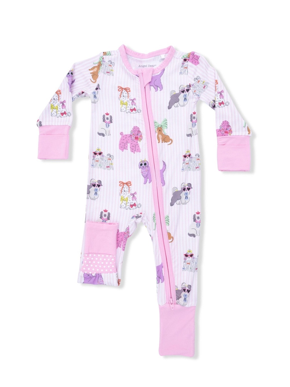 Angel Dear Pink Fancy Dogs Convertible Romper 0-3 3-6 6-12 12-18 18-24 months